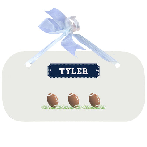 Personalized Wall Plaque Door Sign Footballs design