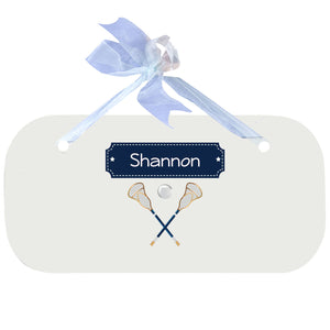 Personalized Wall Plaque with Lacrosse Sticks design