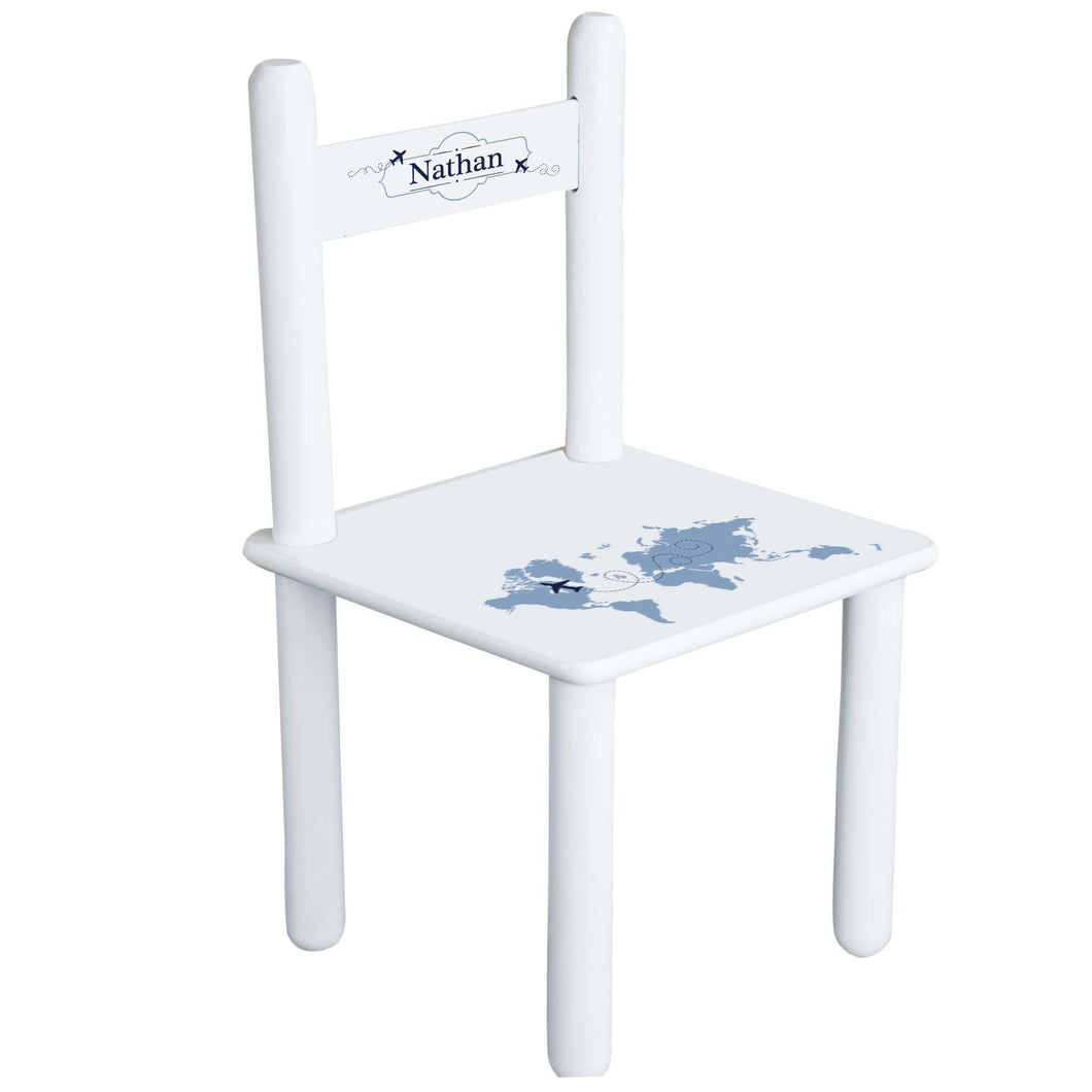 Personalized Blue World Map Chair