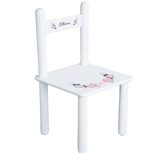Navy Pink Floral Garland Chair
