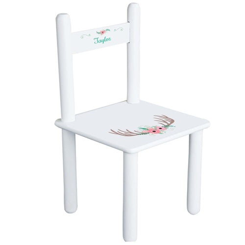 Personalized Child's Floral Antler Chair