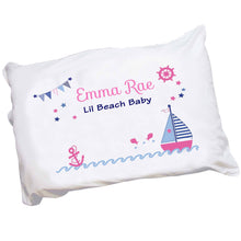 Personalized Girls Pink Navy Sailboat Pillowcase 