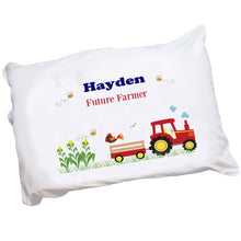 Personalized Childrens Pillowcase with Red Tractor design