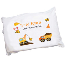 Personalized Childrens Construction Vehicles Pillowcase
