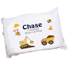 Personalized Childrens Construction Vehicles Pillowcase