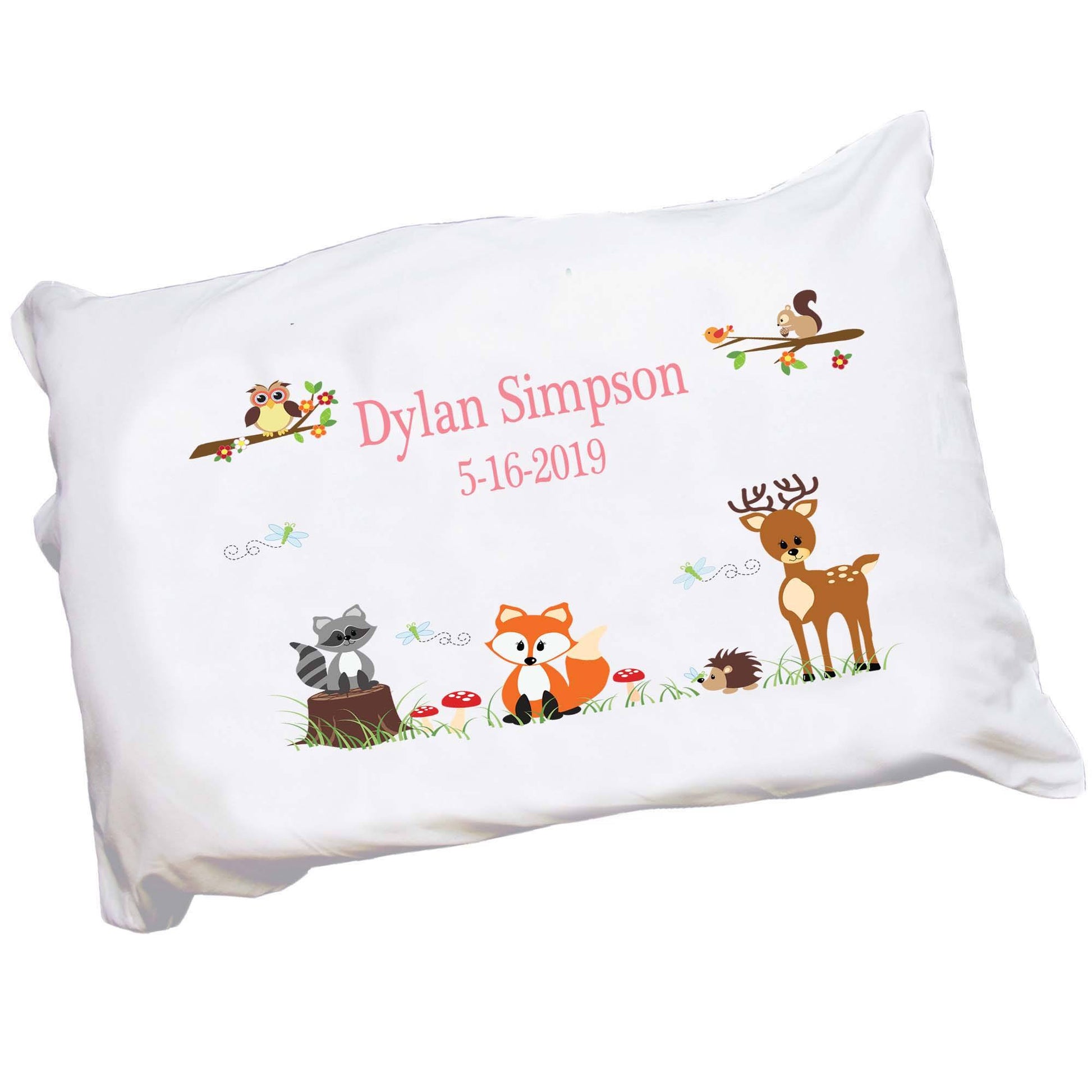 Personalized Childrens Forest Animals Pillowcase 