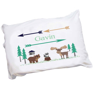 Personalized Childrens Pillowcase with North Woodland Critters design