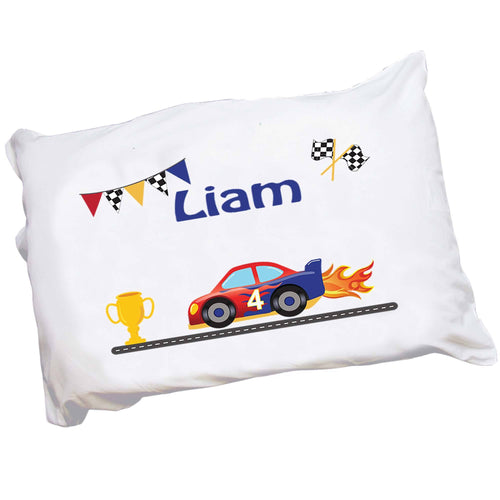 Personalized Childrens Pillowcase with Race Cars design