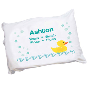 Personalized Childrens Pillowcase with Rubber Ducky design