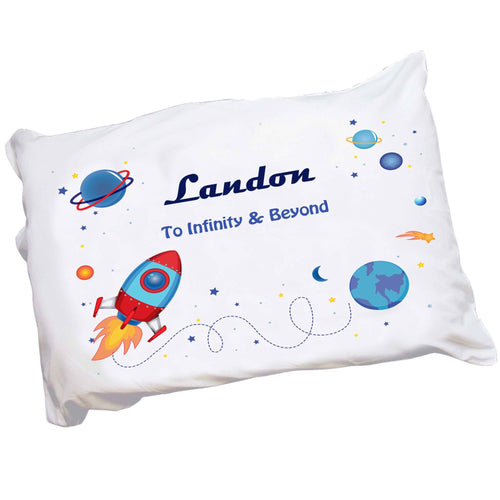 Personalized Childrens Pillowcase with Rocket design