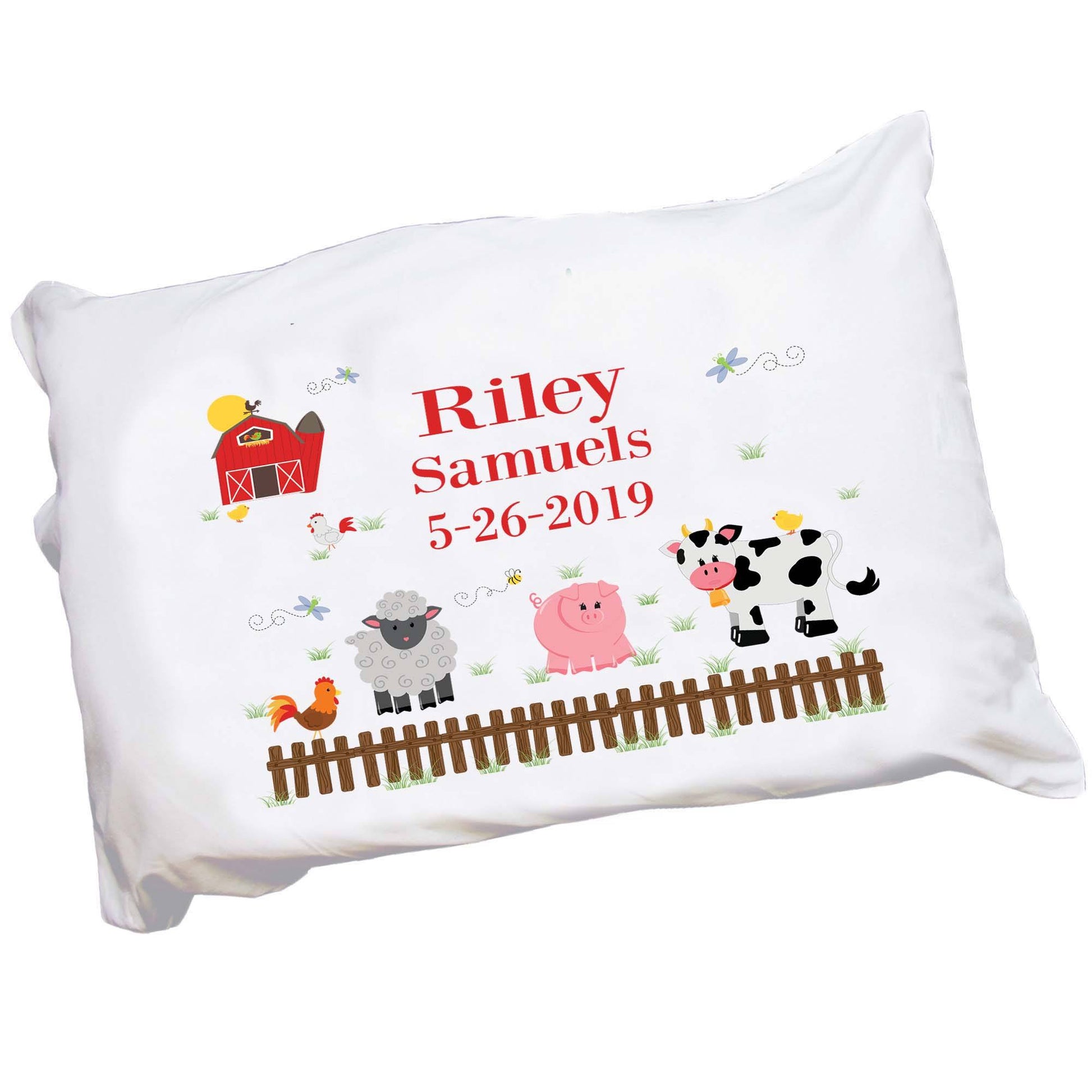 Personalized Childrens Barn Farm Animals Pillowcase