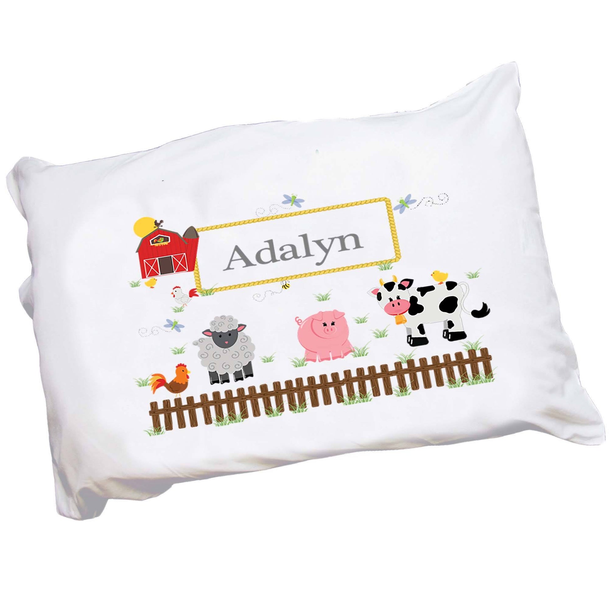 Personalized Childrens Barn Farm Animals Pillowcase