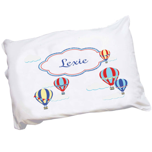 Personalized Childrens Pillowcase with Hot Air Balloon Primary design