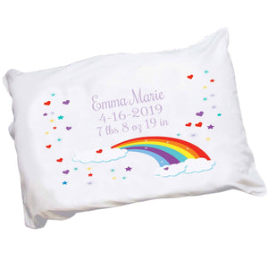 Personalized Childrens Pillowcase with Rainbow design
