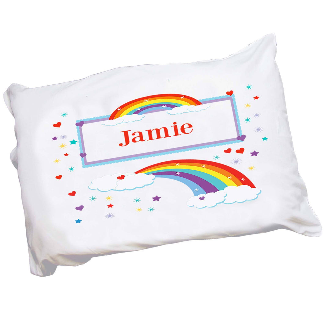 Personalized Childrens Pillowcase with Rainbow design