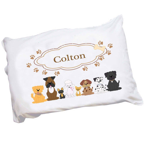 Personalized Childrens Pillowcase with Brown Dogs design