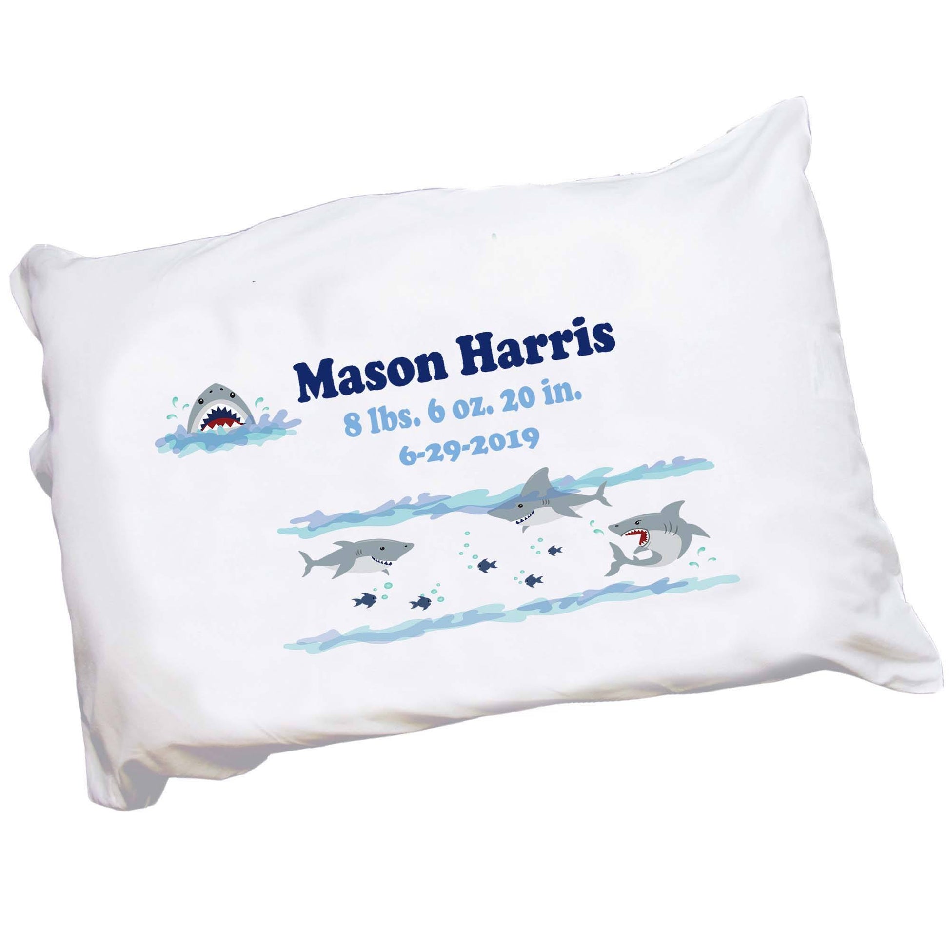 Personalized Childs Shark Pillowcase