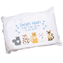 Personalized Childrens Pillowcase with Blue Cats design