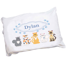 Personalized Childrens Pillowcase with Blue Cats design