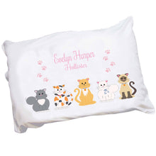 Personalized Childrens Pillowcase with Pink Cats design