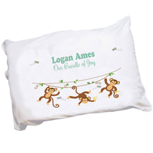 Personalized Childrens Pillowcase with Monkey Boy design