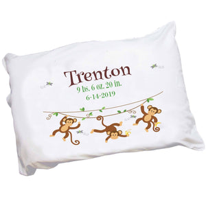 Personalized Childrens Pillowcase with Monkey Boy design