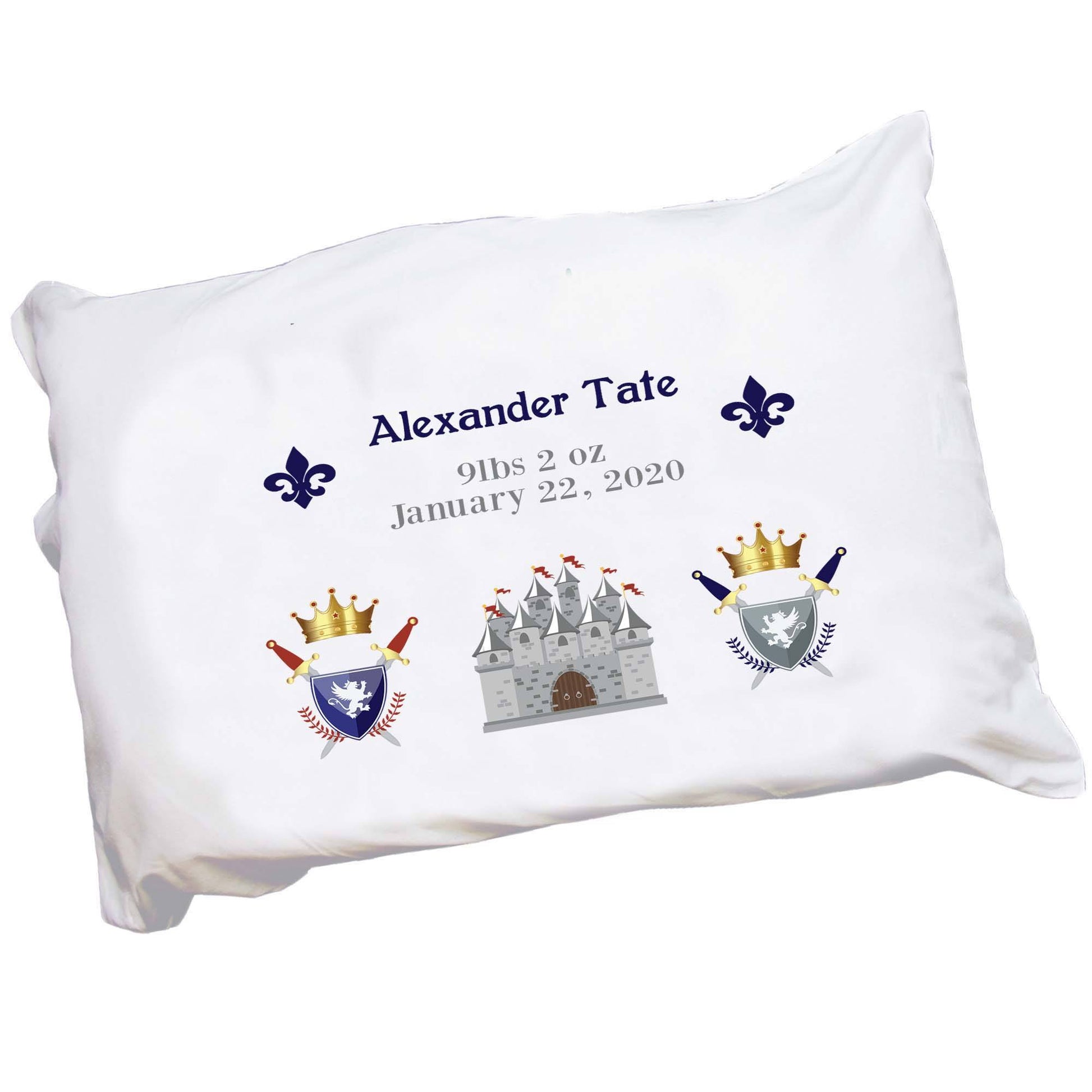 Personalized Childrens Pillowcase with Medieval Castle design