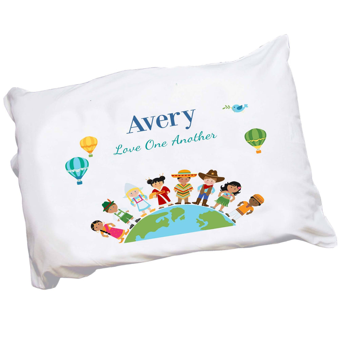 Personalized Childrens Pillowcase with Small World design
