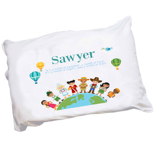 Personalized Childrens Pillowcase with Small World design