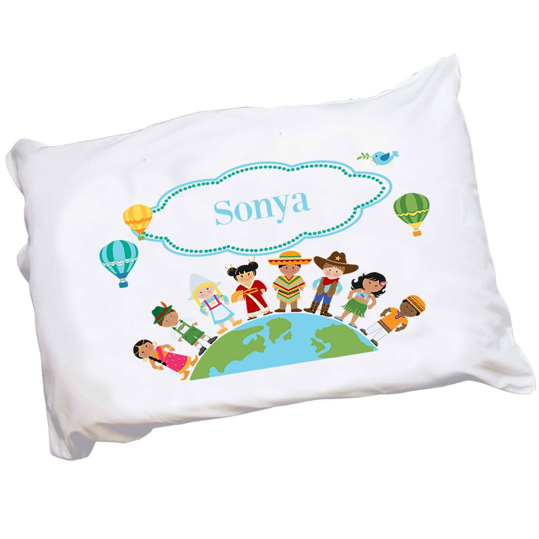 Personalized Childrens Pillowcase with Small World design