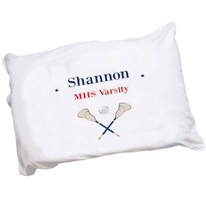 Personalized Childrens Pillowcase with Lacrosse Sticks design