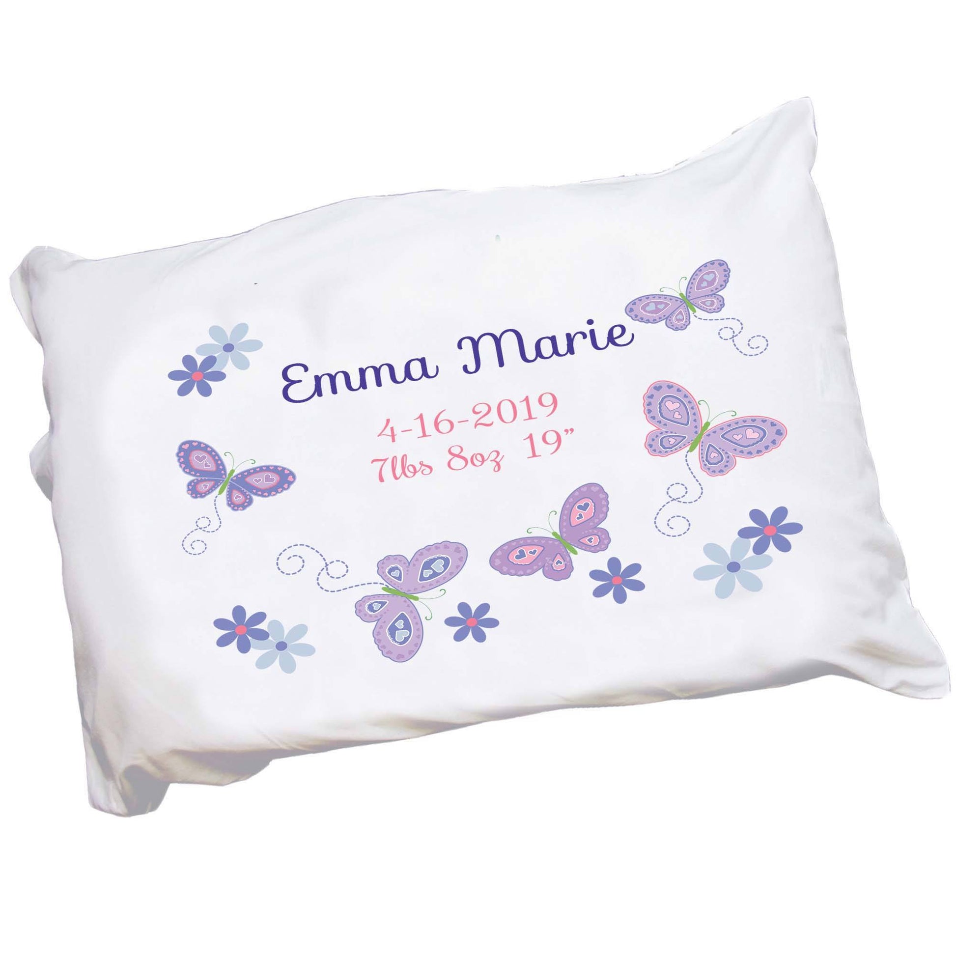 Personalized lavender purple butterfly Pillowcase