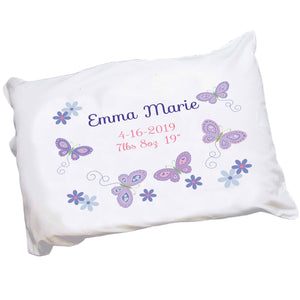 Personalized lavender purple butterfly Pillowcase