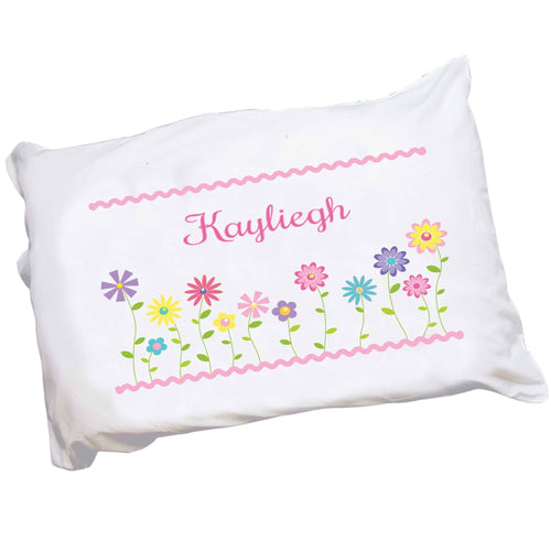 Personalized Childrens Pillowcase with Stemmed Flowers design