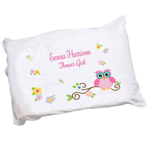 Personalized Childrens Pillowcase with Pink Owl design