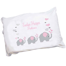 Personalized Girls Pink and Gray Elephant Pillowcase