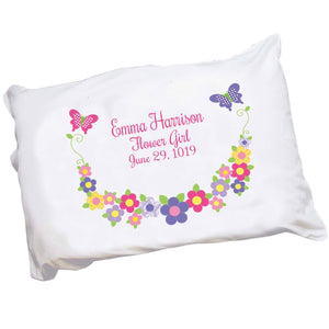 Girls Hot pink purple Butterfly Flower Pillowcase