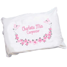 Personalized Childrens Pillowcase with Pink and Gray Butterflies design