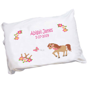 Personalized Childrens Pillowcase with Ponies Prancing design