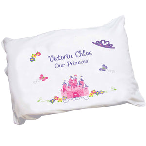 Personalized Girls Pink Purple Princess Castle Crown Pillowcase 