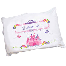 Personalized Girls Pink Purple Princess Castle Crown Pillowcase 