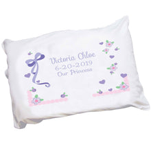 Personalized Girls Lavender Bow and Flower Pillowcase 