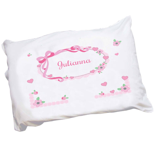 Personalized Childrens Pillowcase with Pink Bow design