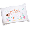 Personalized Brunette Mermaid Childrens Pillowcase 
