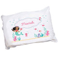 Personalized Childrens Pillowcase with African American Mermaid Princess design