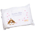Personalized Childrens Pillowcase with Pink Puppy Dog