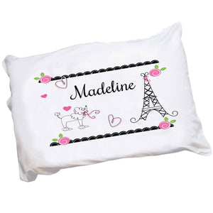 Personalized Childrens Pillowcase with French Paris design