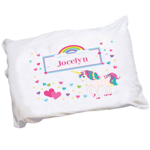 Girls Personalized Unicorn and rainbow Pillowcase