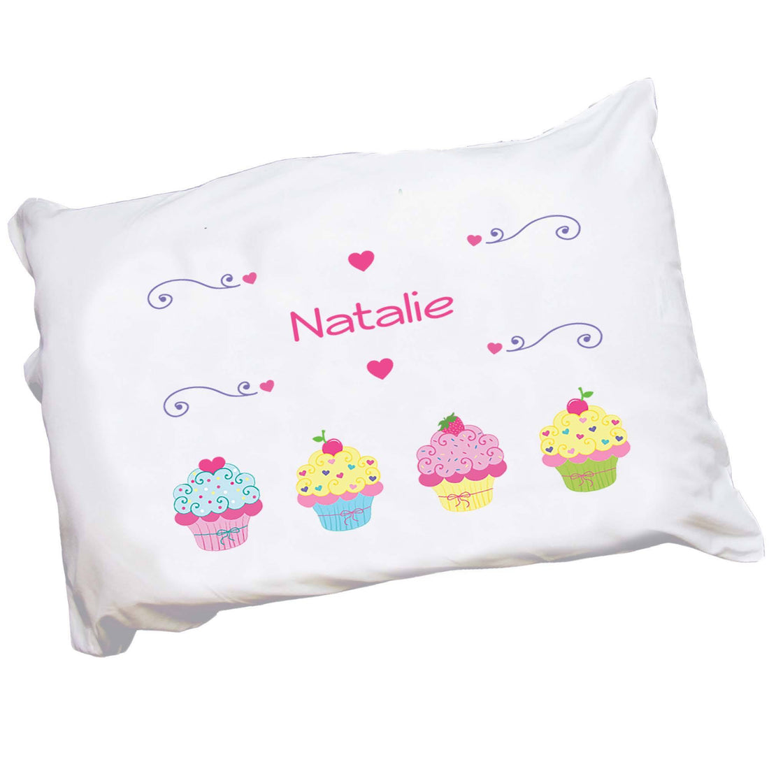 Personalized Childrens Pillowcase with Cupcake design