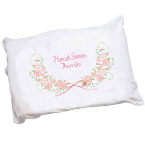 Personalized Childrens Pillowcase with Blush Floral Garland design